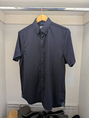 Brooklyn Brigade Solid Short Sleeve 4-Way Stretch Shirt (Navy) (Small)